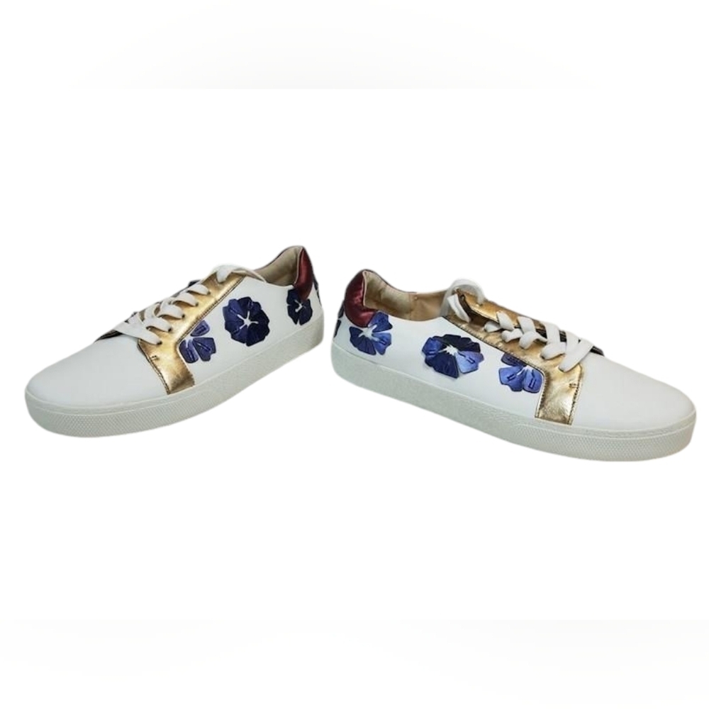 Vince Camuto White Leather Floral Lace-Up Claudinia Sneakers size 10W/40